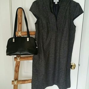 LOFT blk tweed wool sheath